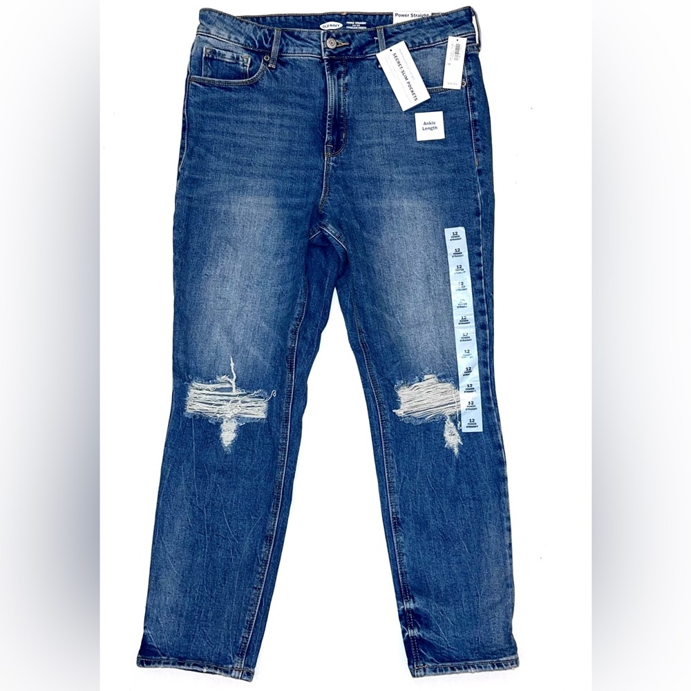 Old Navy NEW Power Straight High Rise Jeans Sz 12